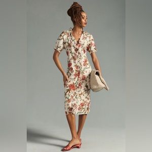 Pilcro Anthropologie Ruffle-Collar Buttondown Dress 0P Petite